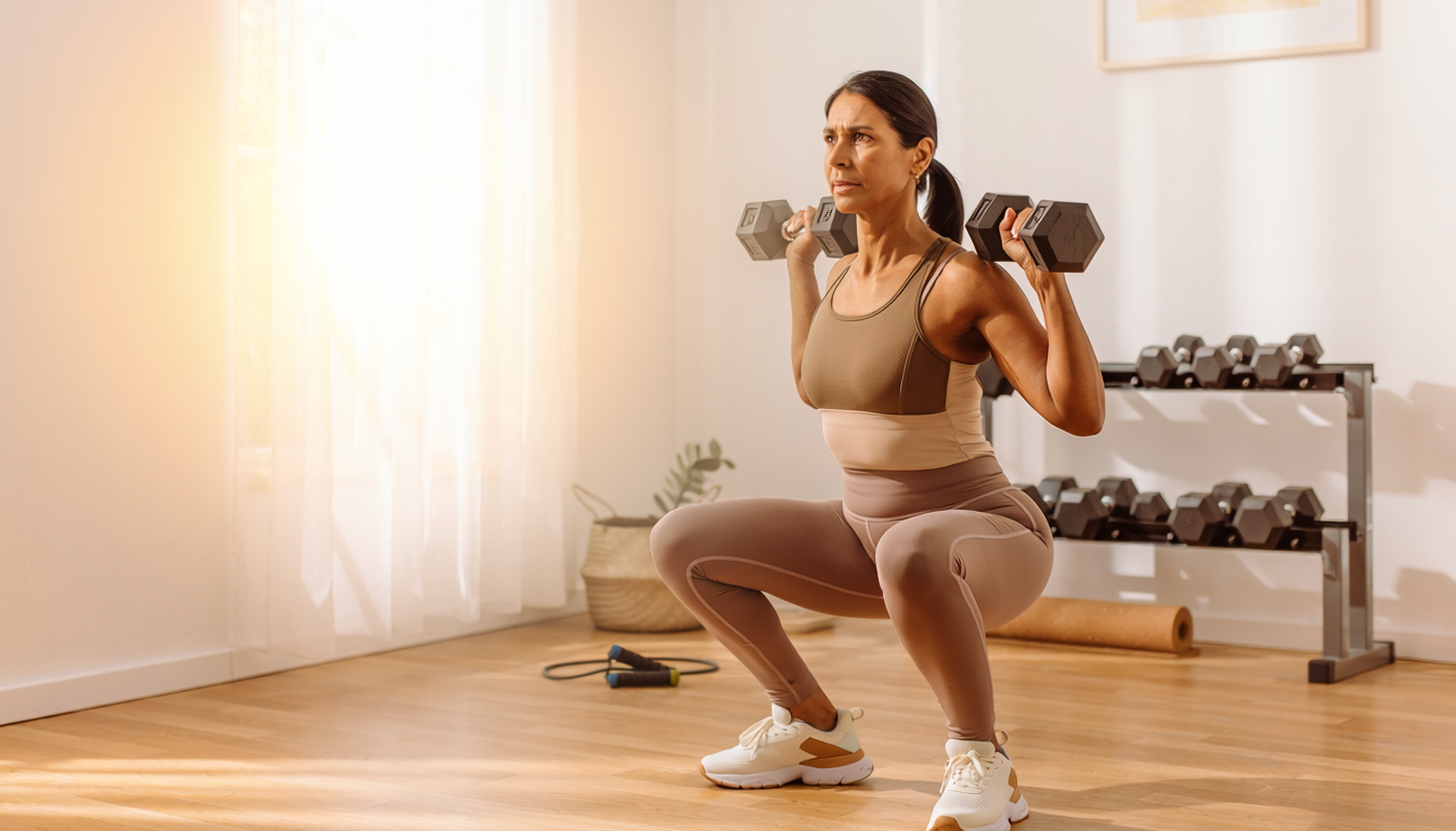 Woman performing resistance training to improve bone density